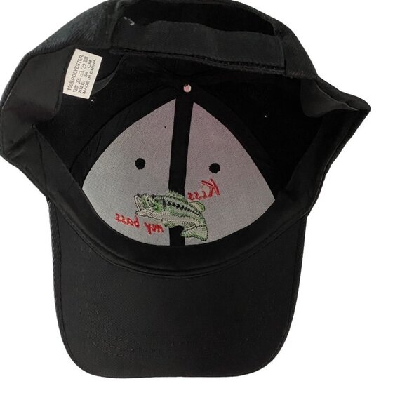 Kiss My Bass Fishing Hat Cap with Adjustable Back Black NEW - Picture 8 of 9
